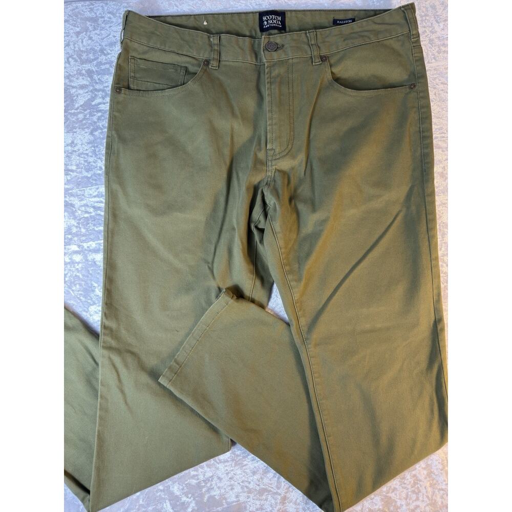 Scotch & Soda Ralston Olive Stretch Chino Pants Mens 33x32 Slim Designer